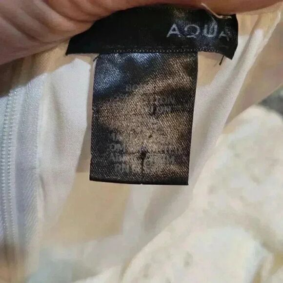 Aqua Women's Ivory Cotton/Lyocell/Poly Lined Lace Halter Dress - Picture 8 of 10